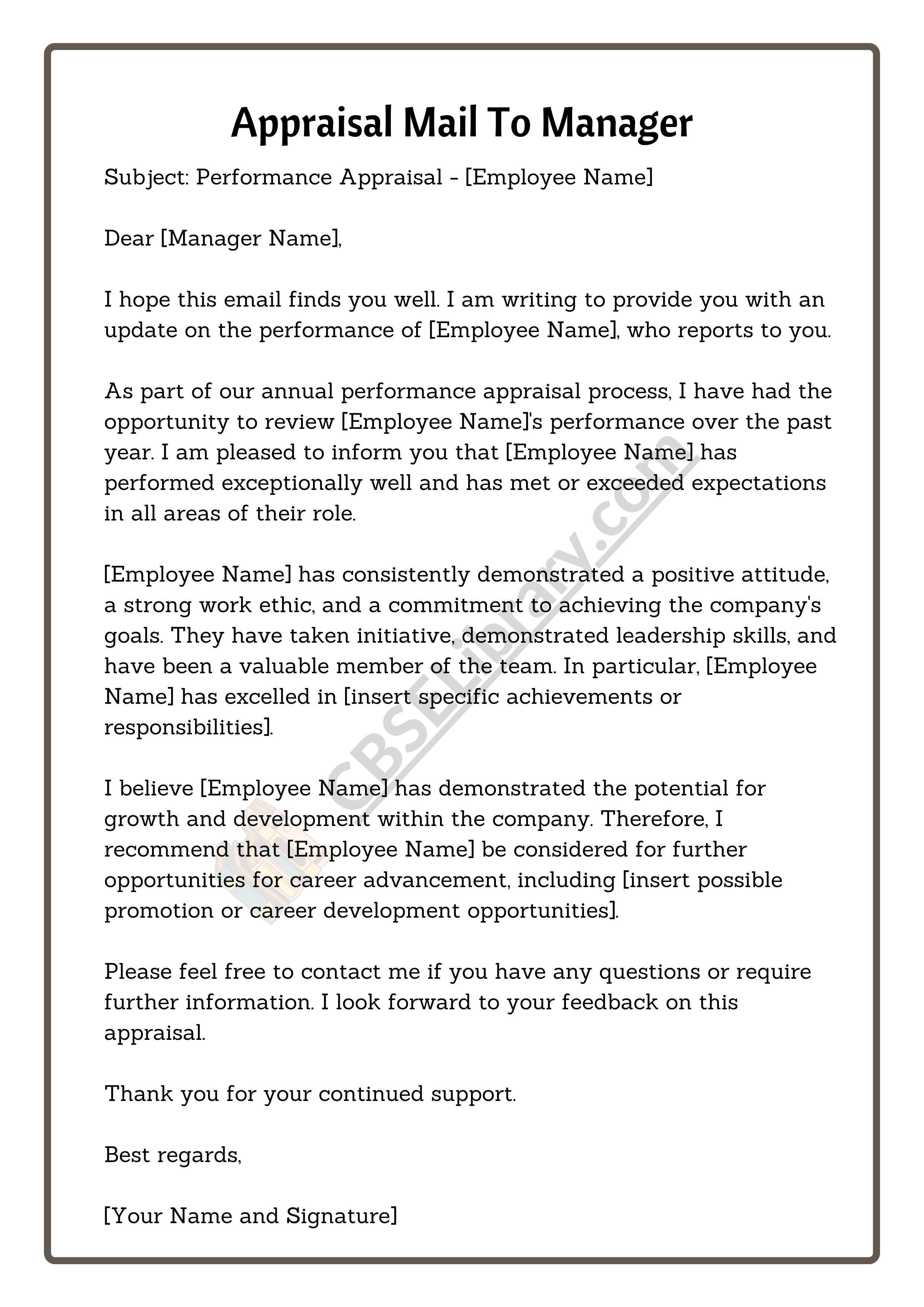 appraisal email to manager