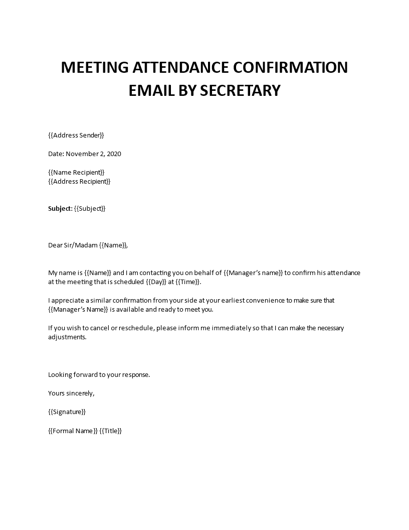 confirm attendance email