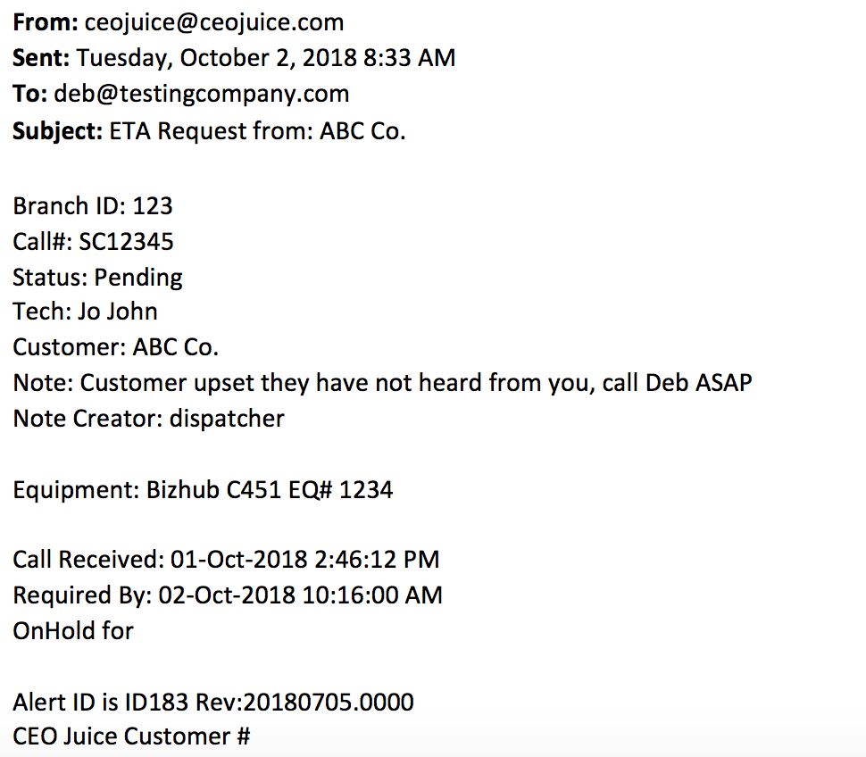 eta email sample