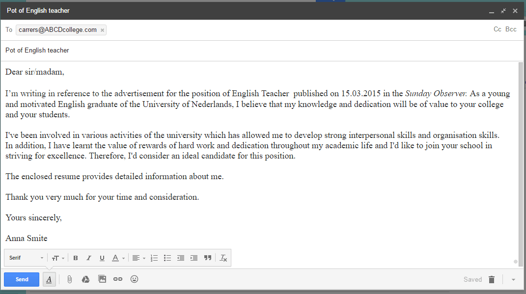 formal email to send documents