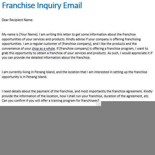 franchise request email