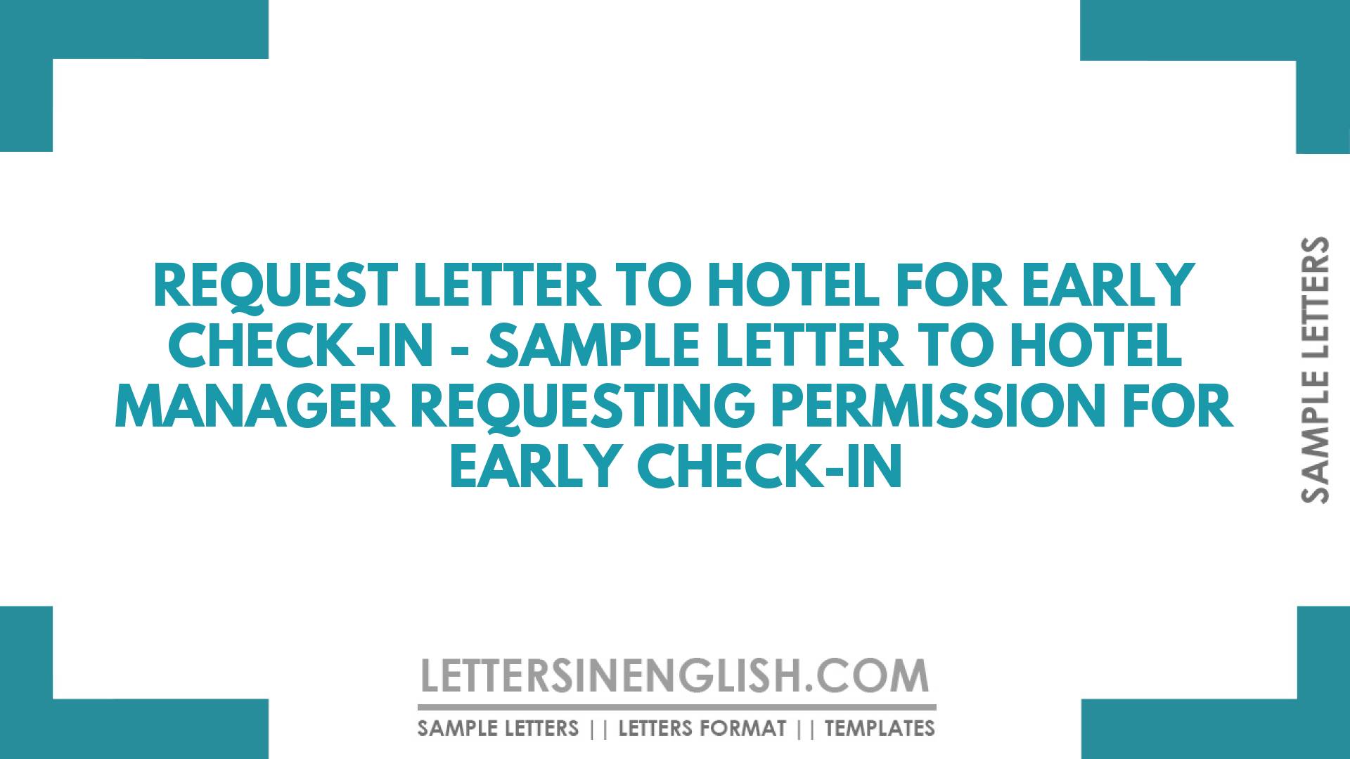 hotel early check in request email sample