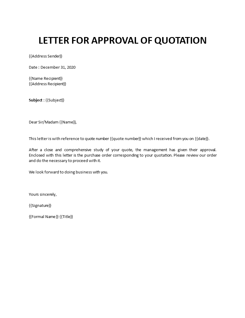 how to confirm quotation in email