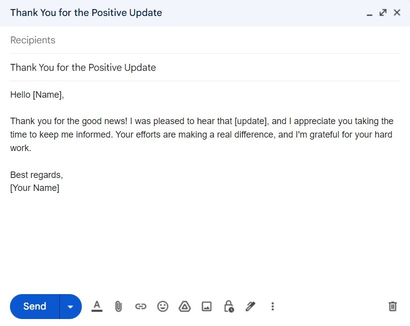 how to inform good news in email