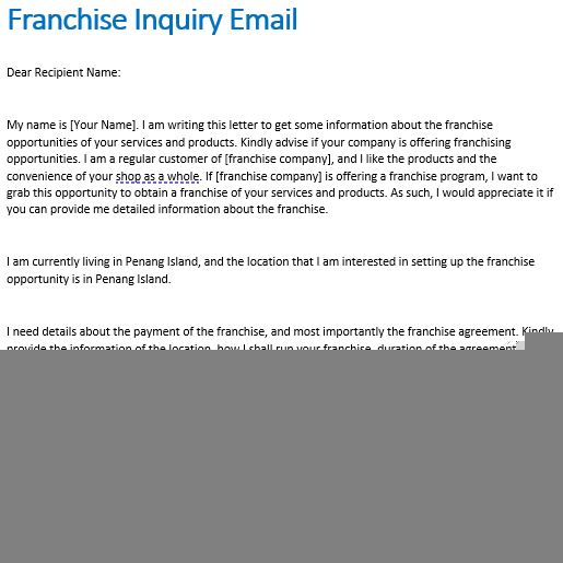 how to inquire about franchise