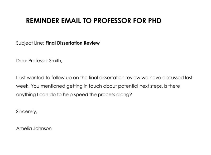 how to send a reminder email to a professor