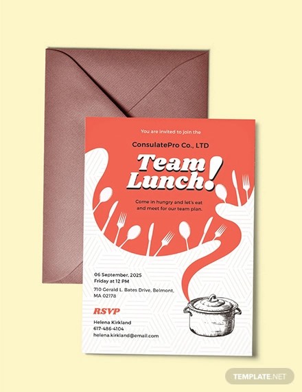 how to send invite for team lunch