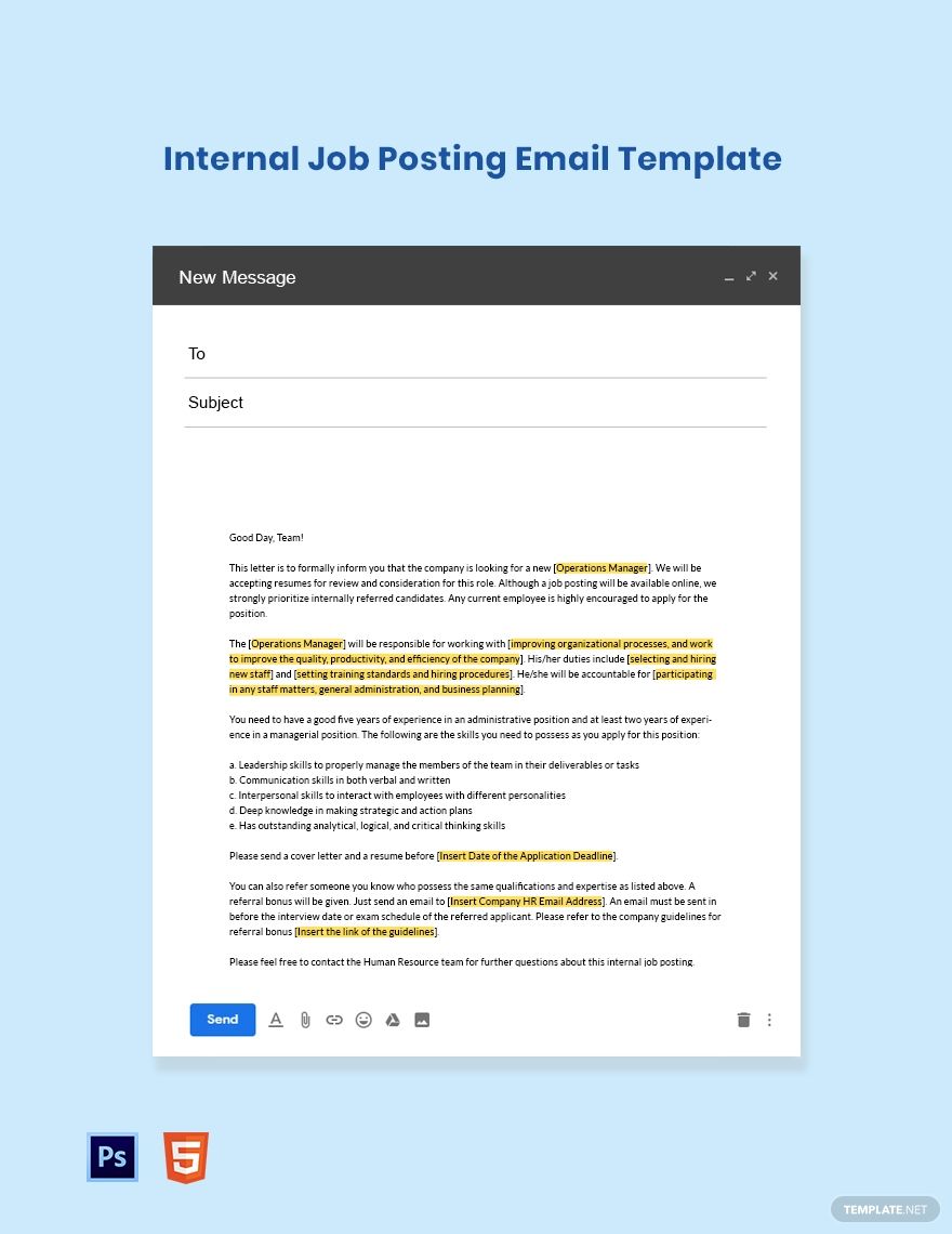 how to write an email for internal job application