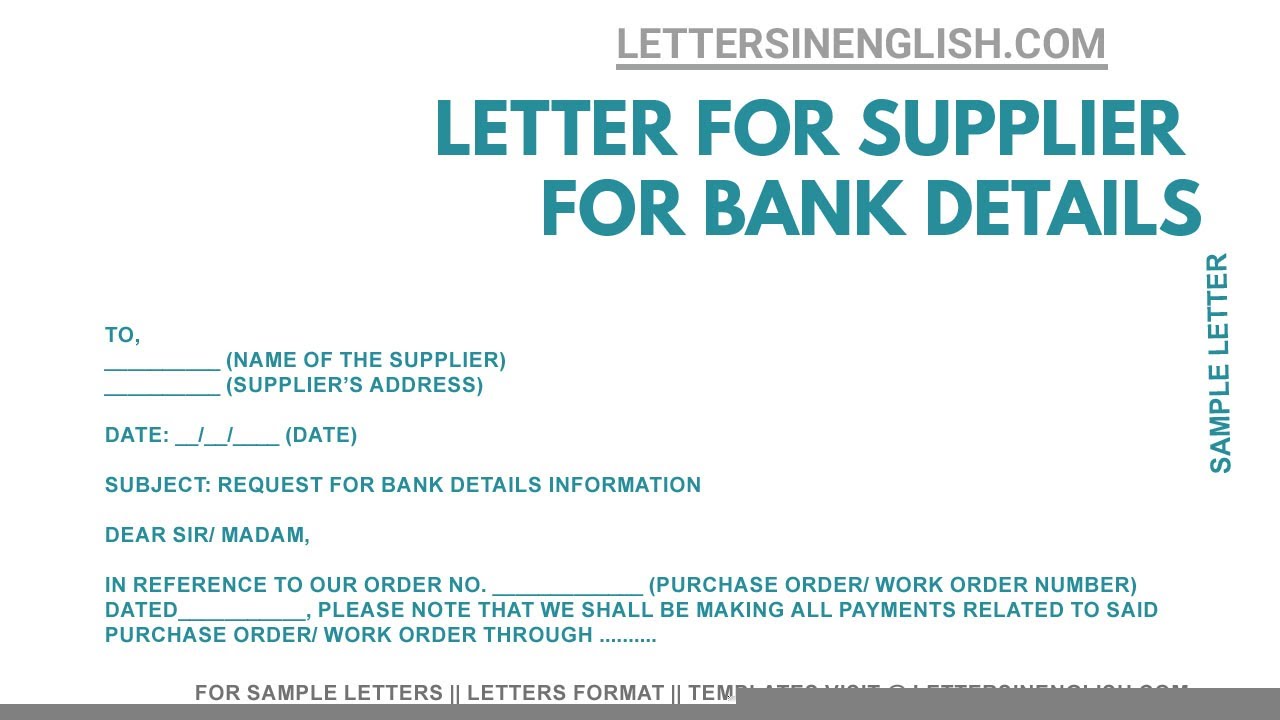 how to write bank details in email