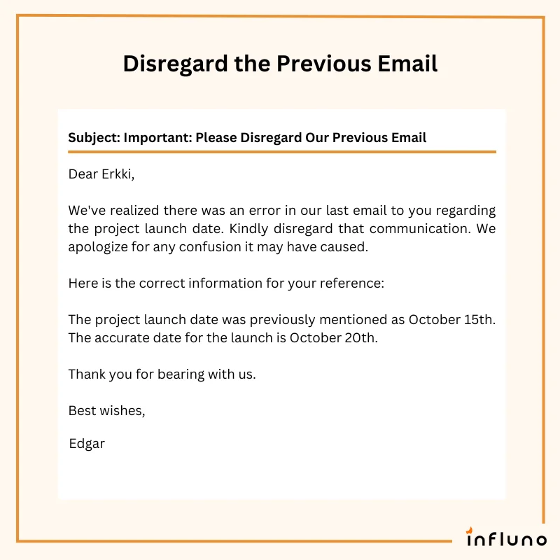 how to write disregard email