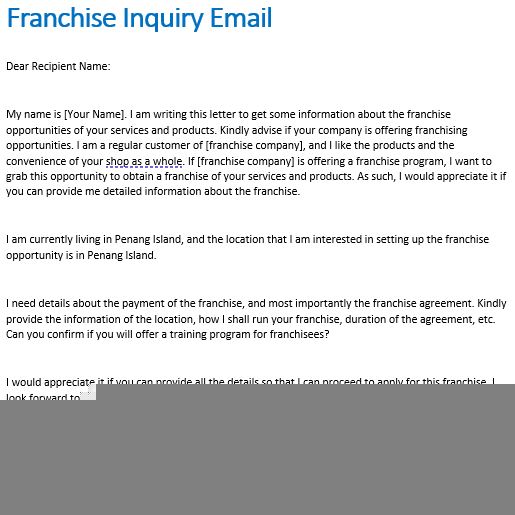 how to write email for franchise