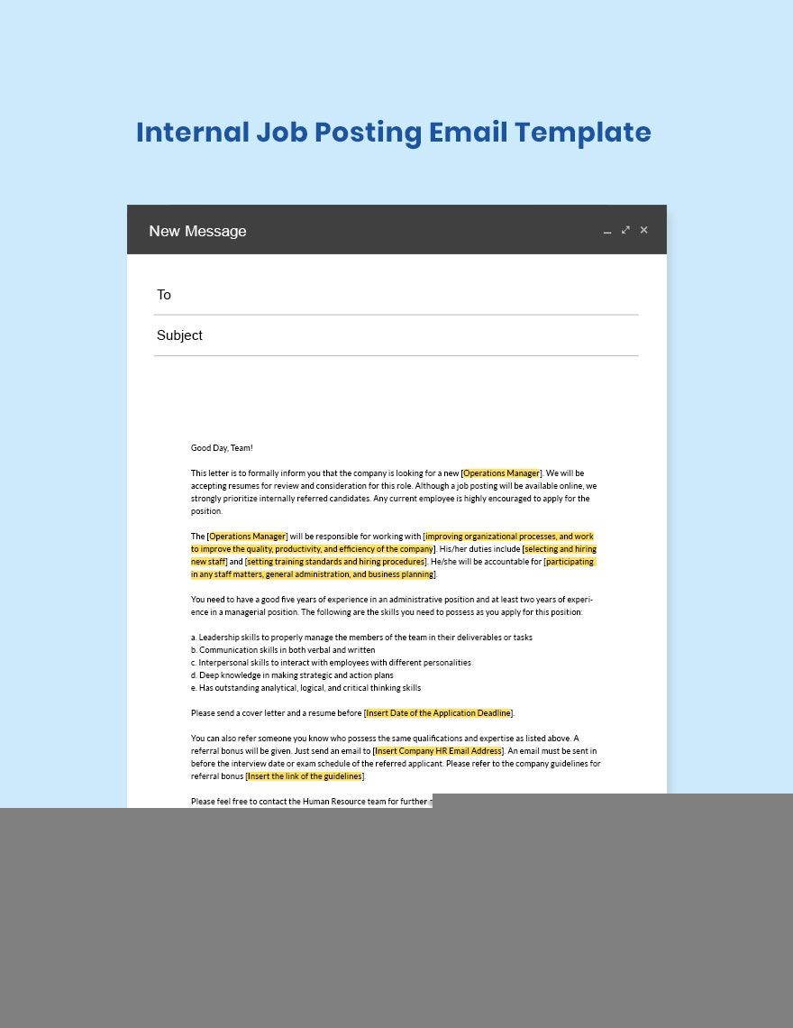 how to write email for internal job posting