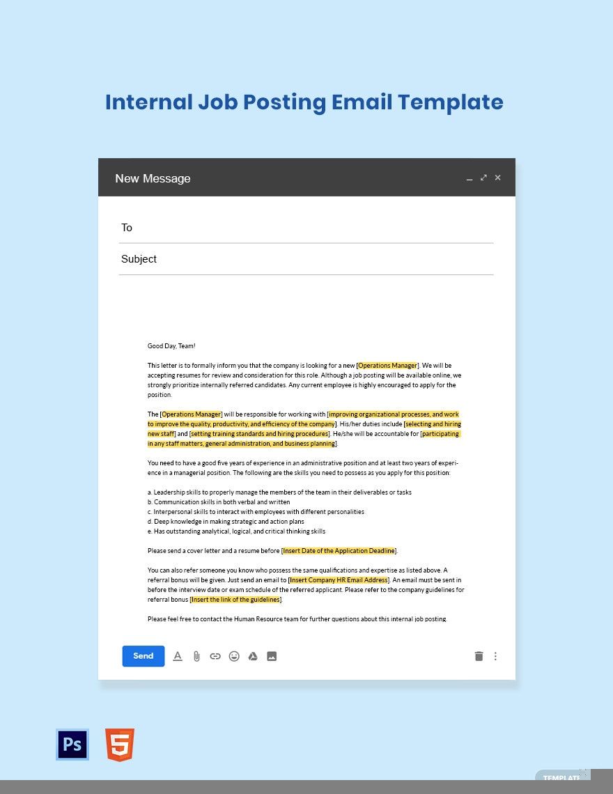 how to write email to manager for internal job posting