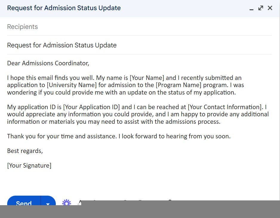 how to write email to university for admission enquiry