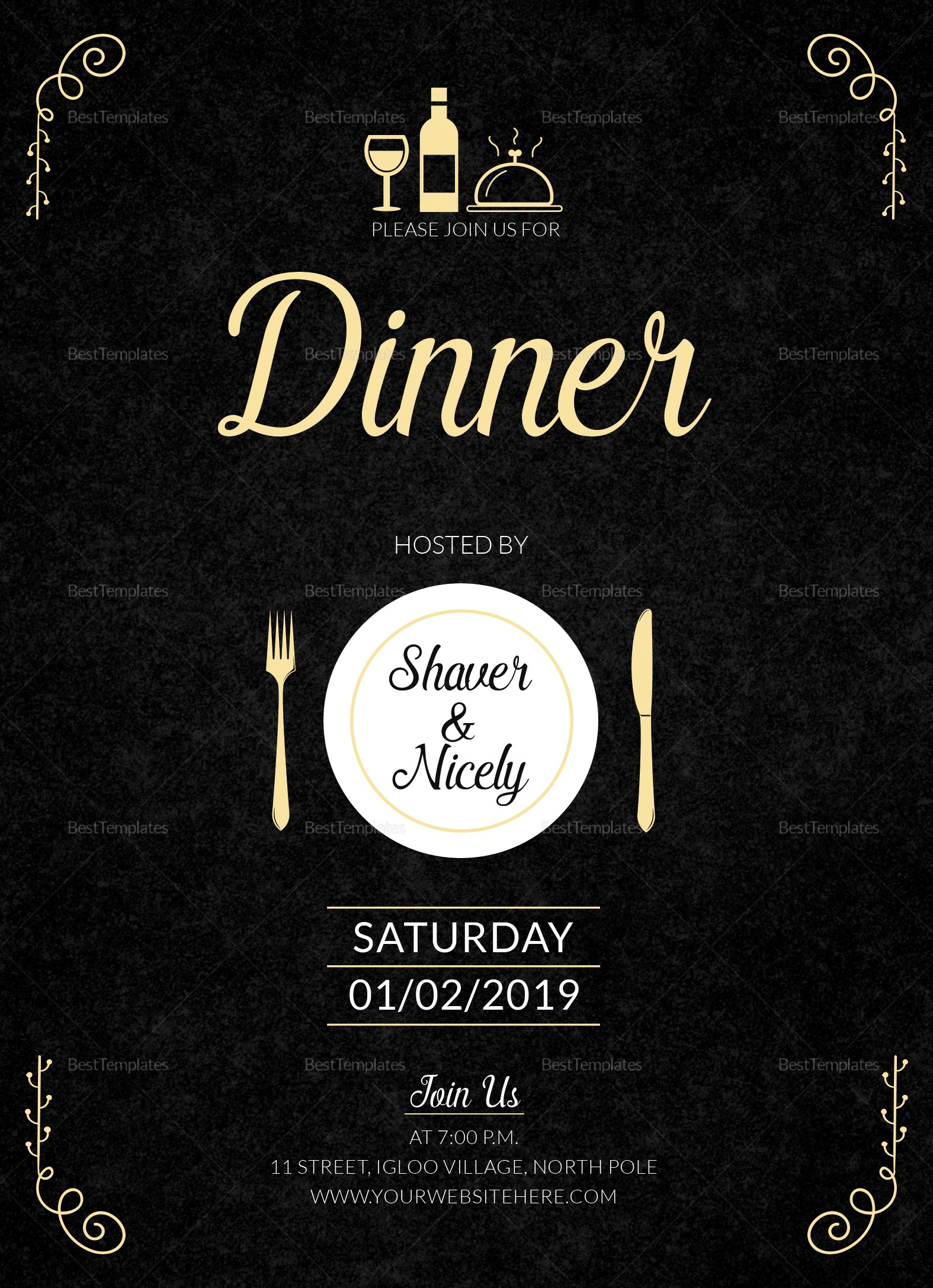 invitation for dinner at a restaurant