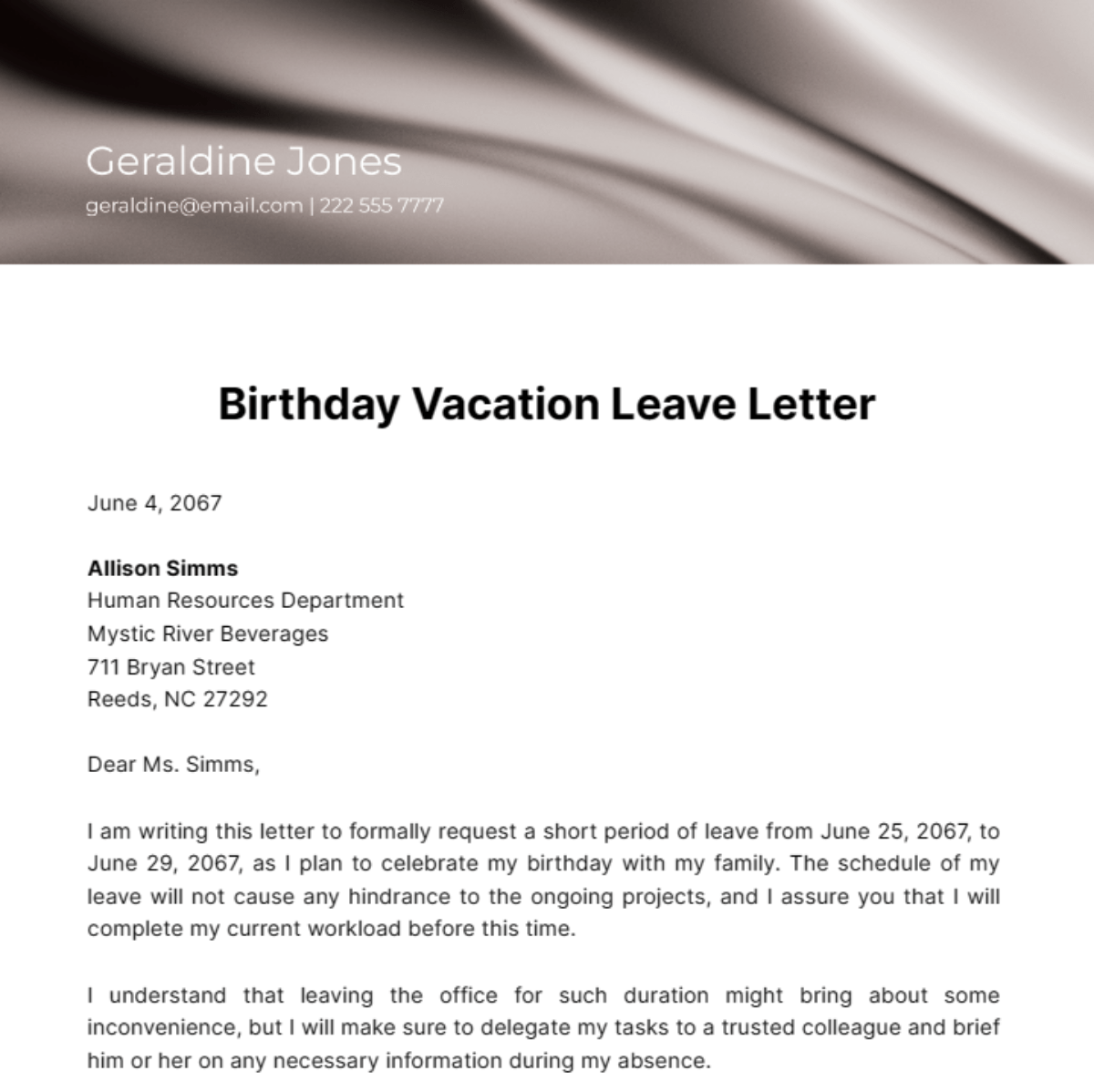 leave application for birthday