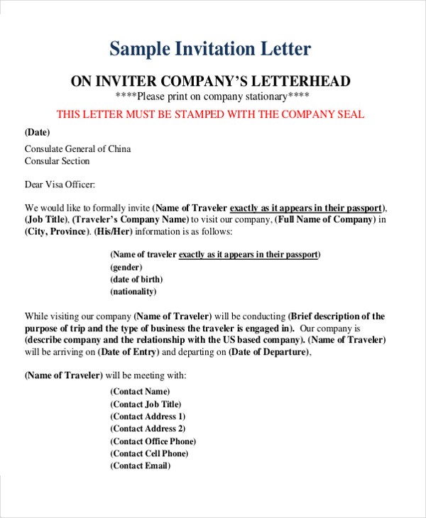 letter of visitation to a company