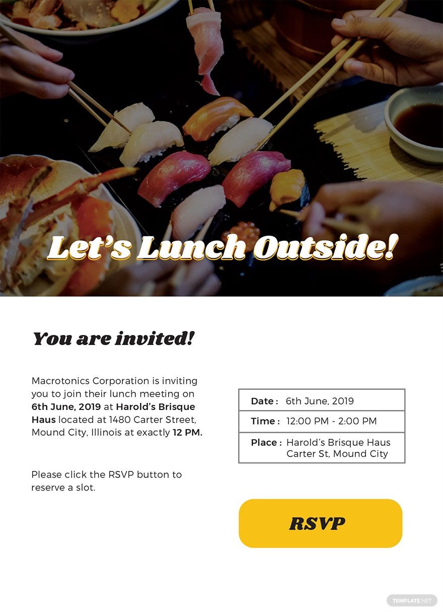 lunch invitation email to colleagues