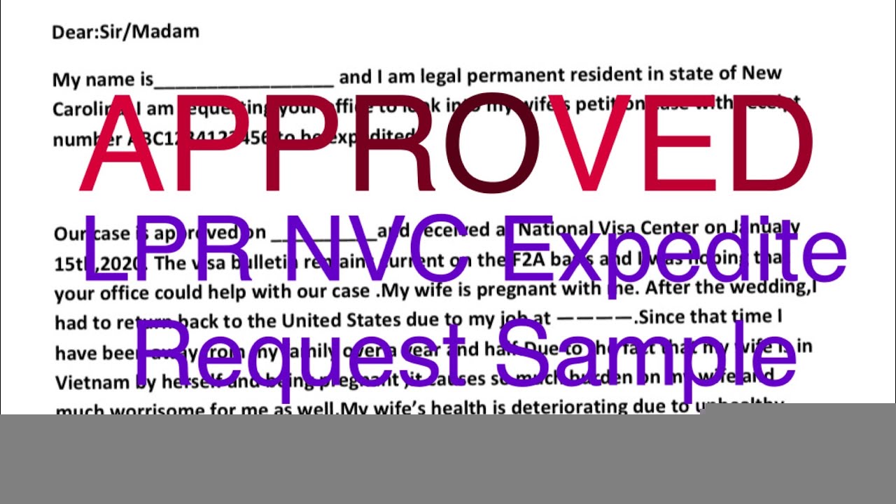 nvc expedite request letter sample