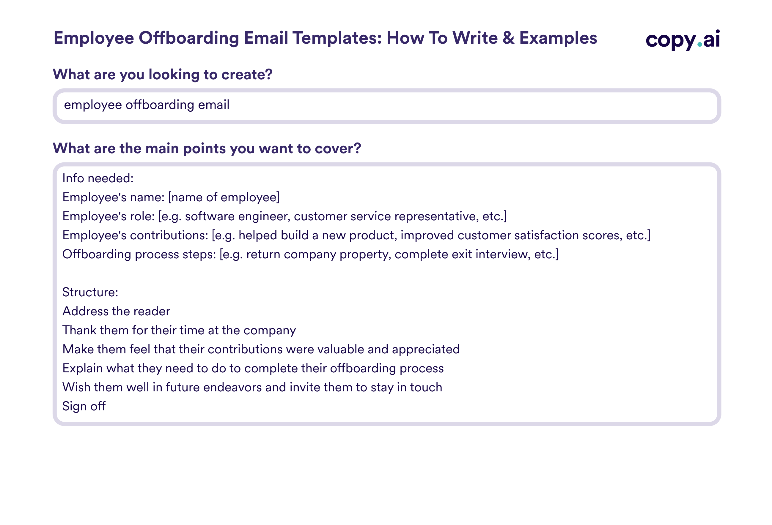 offboarding email to employee sample