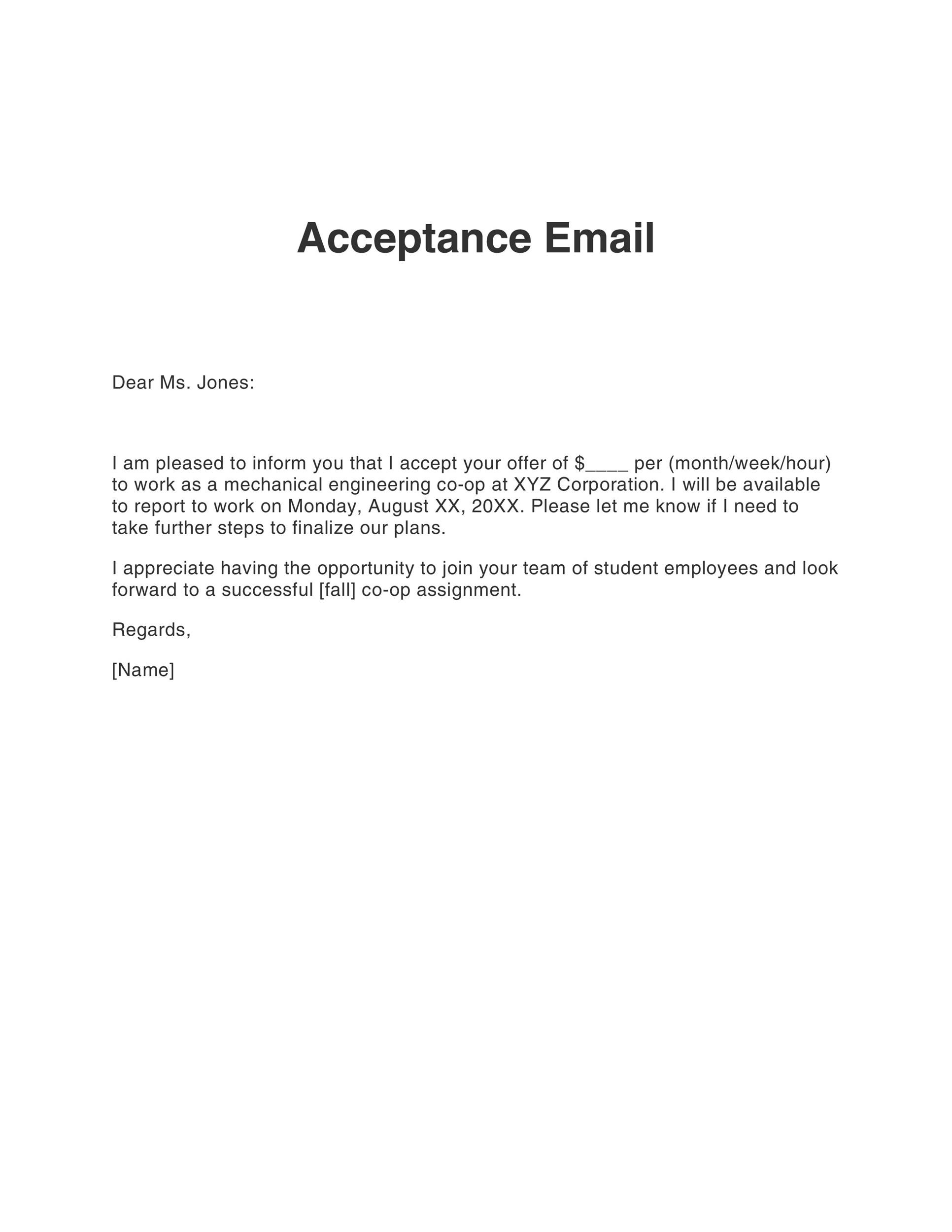 offer letter acceptance email reply sample