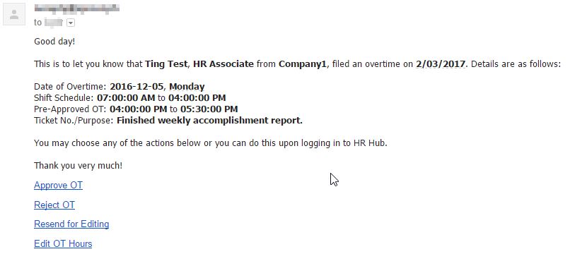 overtime approval email sample