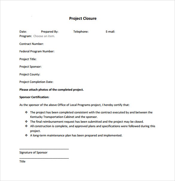 project closure email template