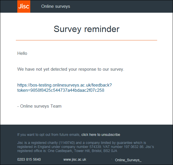 reminder to complete survey