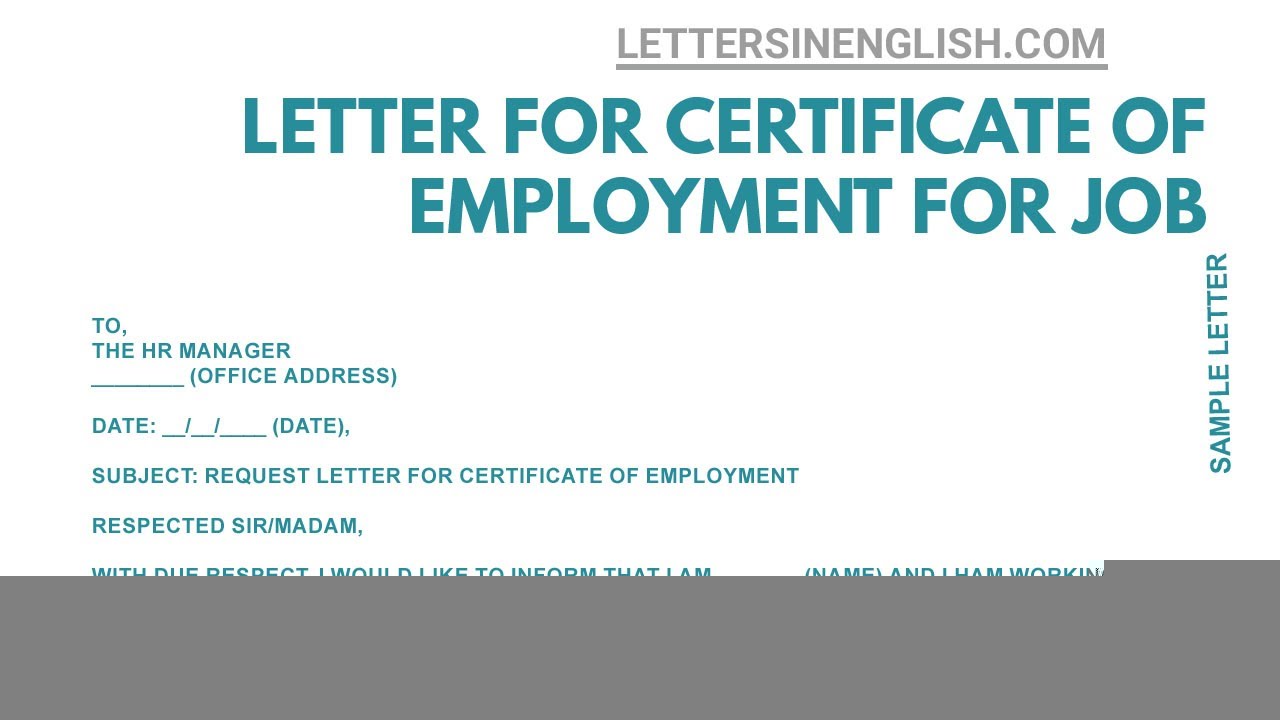 request for certificate of employment