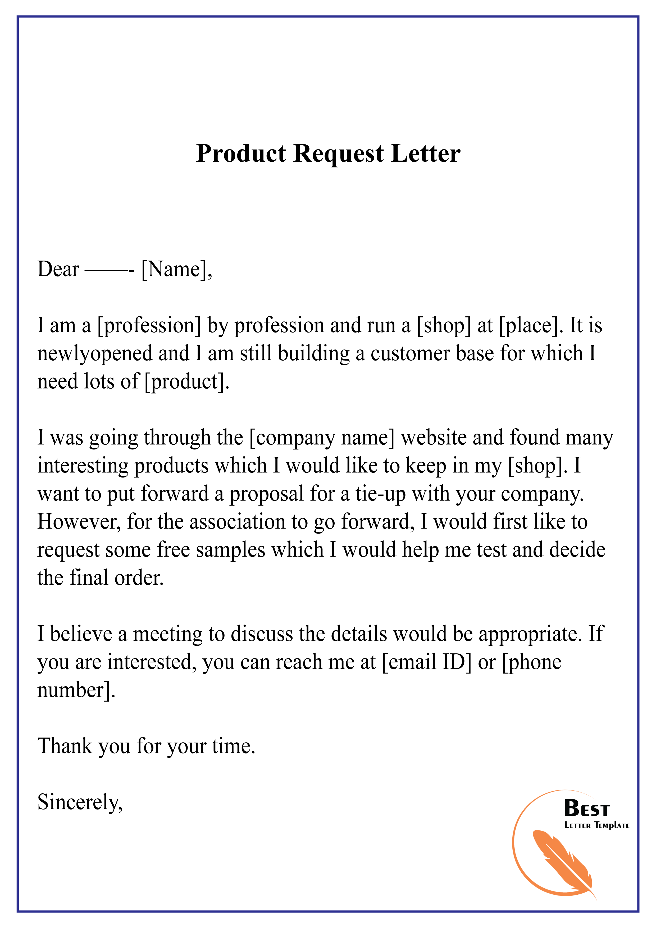 request for sample product email