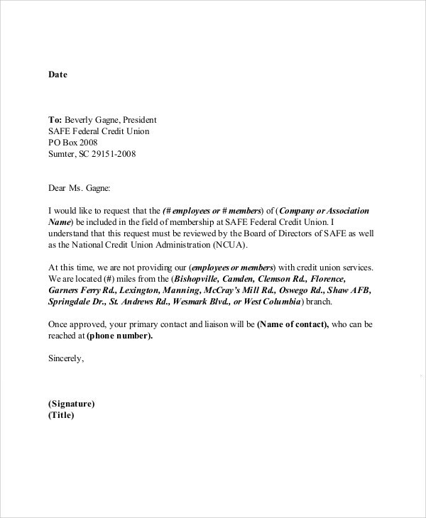 request letter for membership of club