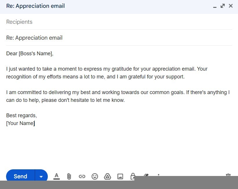 response to appreciation email from boss