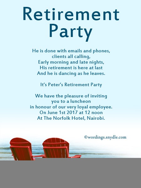 retirement invitation email wording