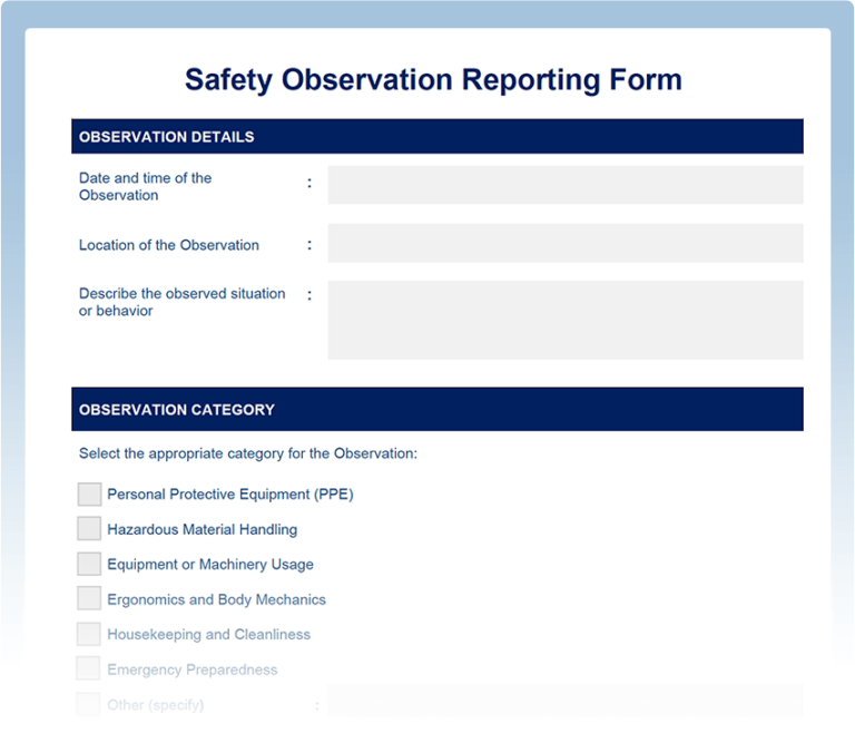 safety observation report email sample