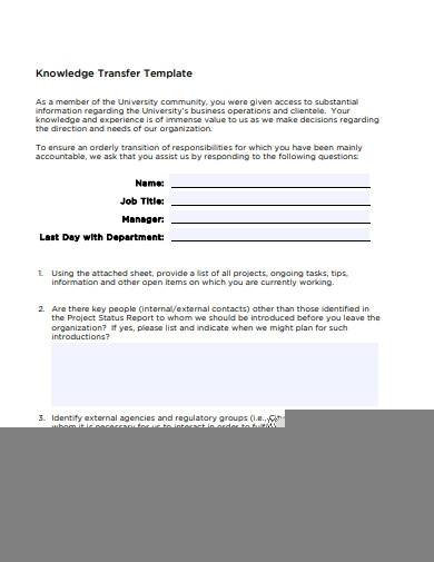 sample email for knowledge transfer completion