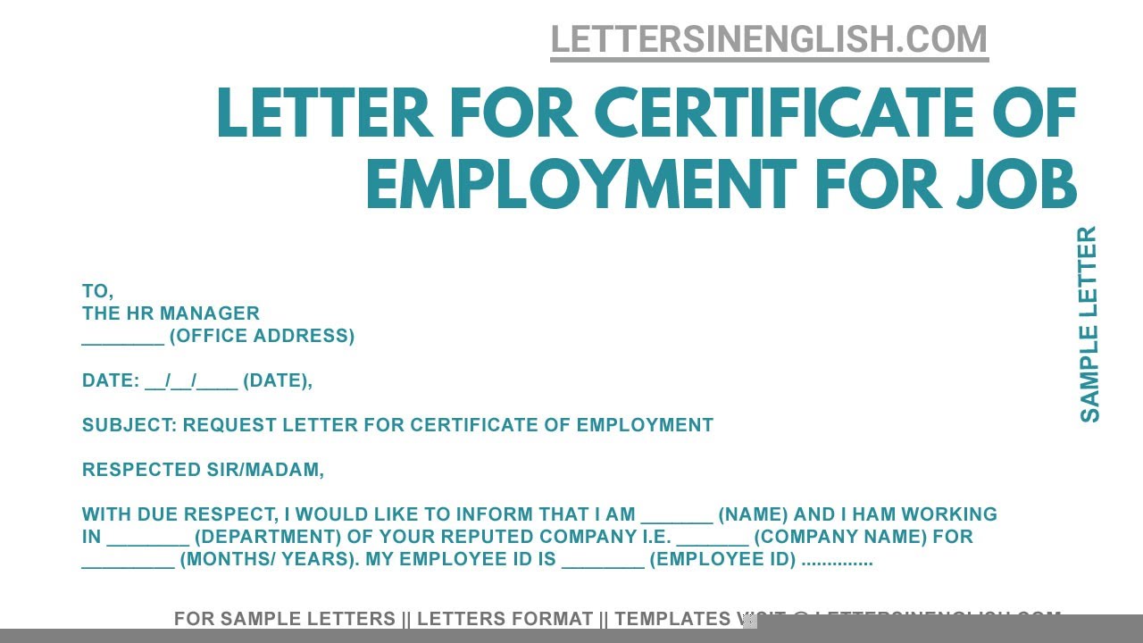 sample email request for certificate of employment