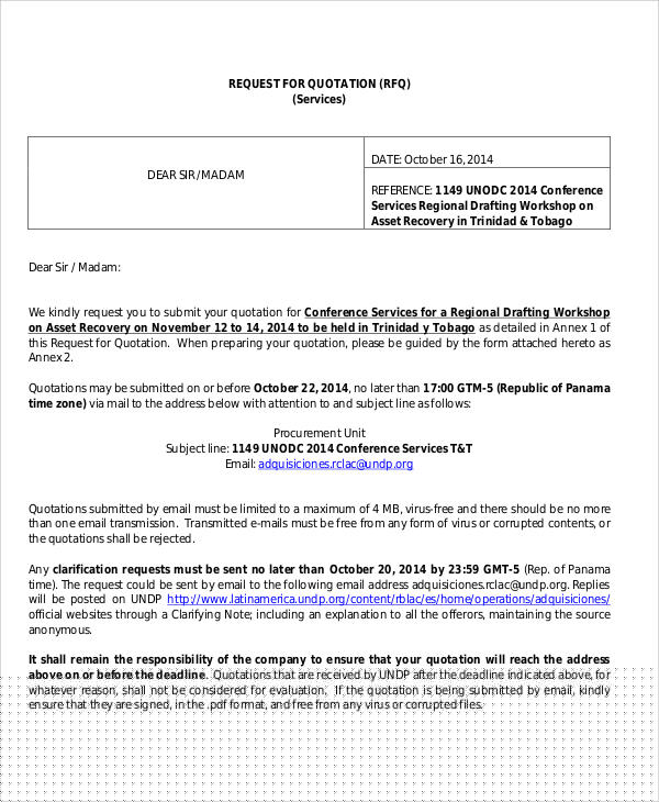 sample email request for hotel room quotation
