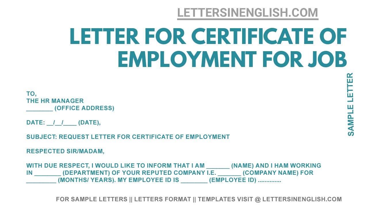 sample email requesting certificate of employment