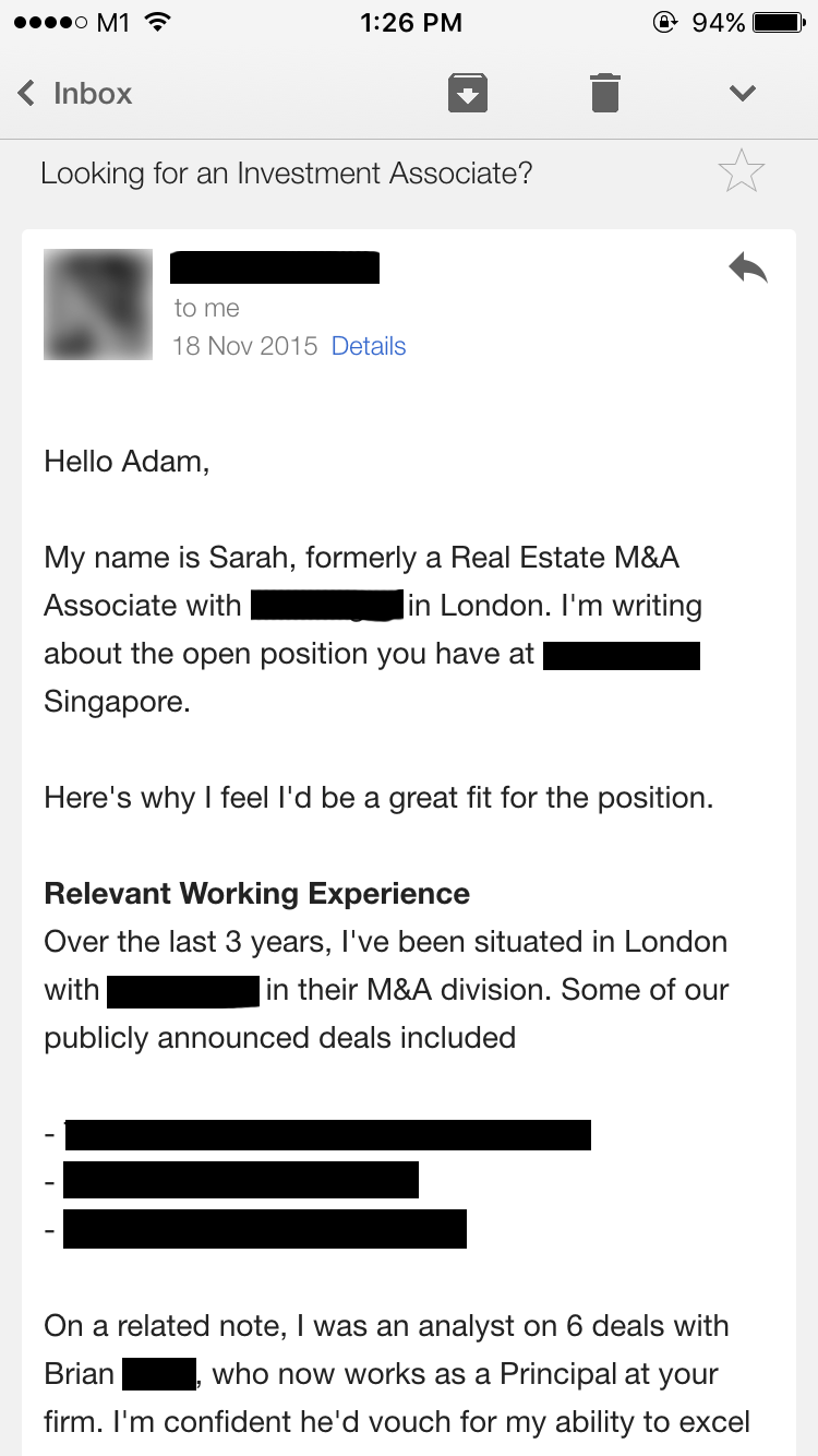 sample email to hiring manager for internal position