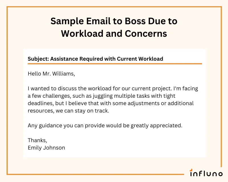 sample email to your boss about concerns