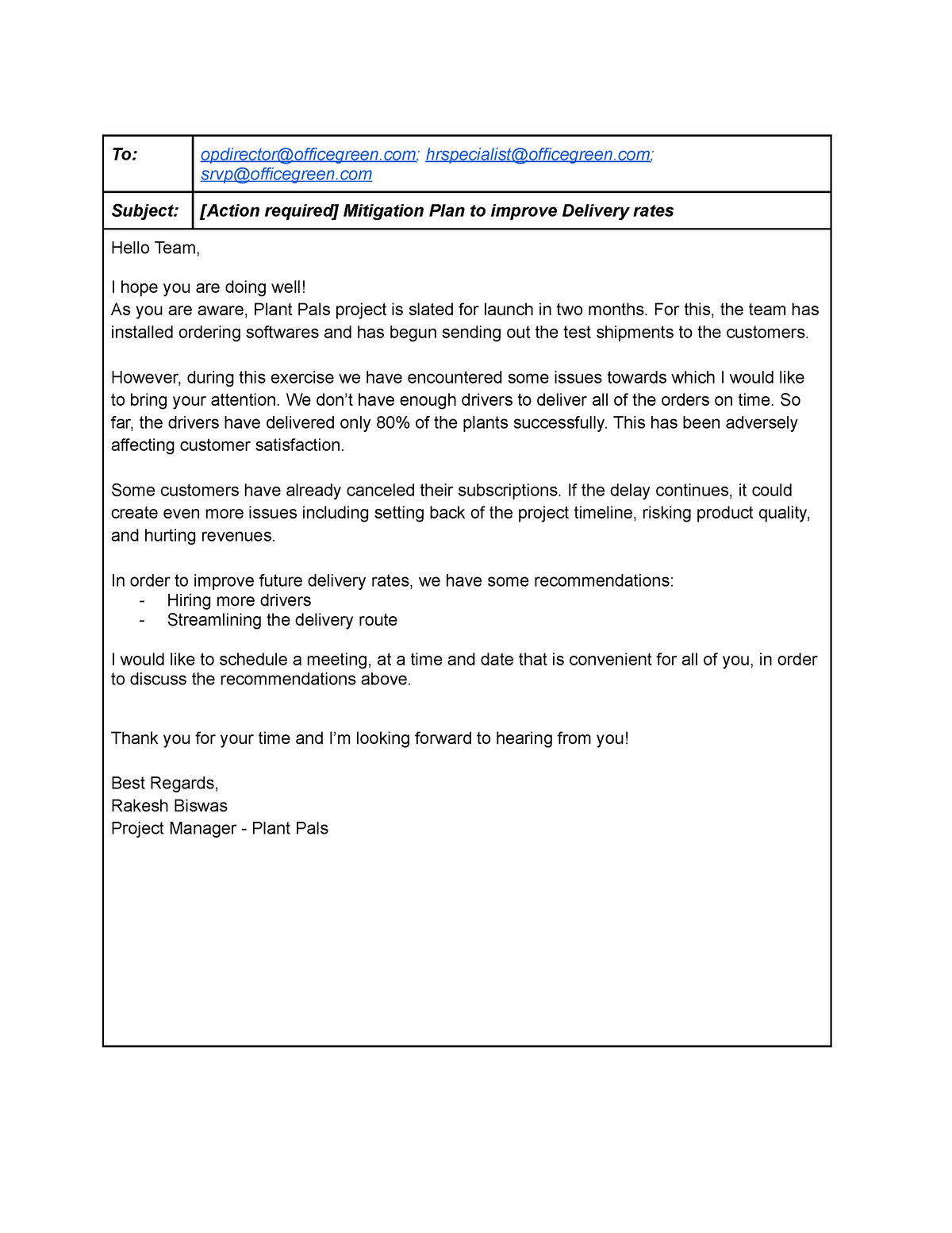 sample escalation email for not response