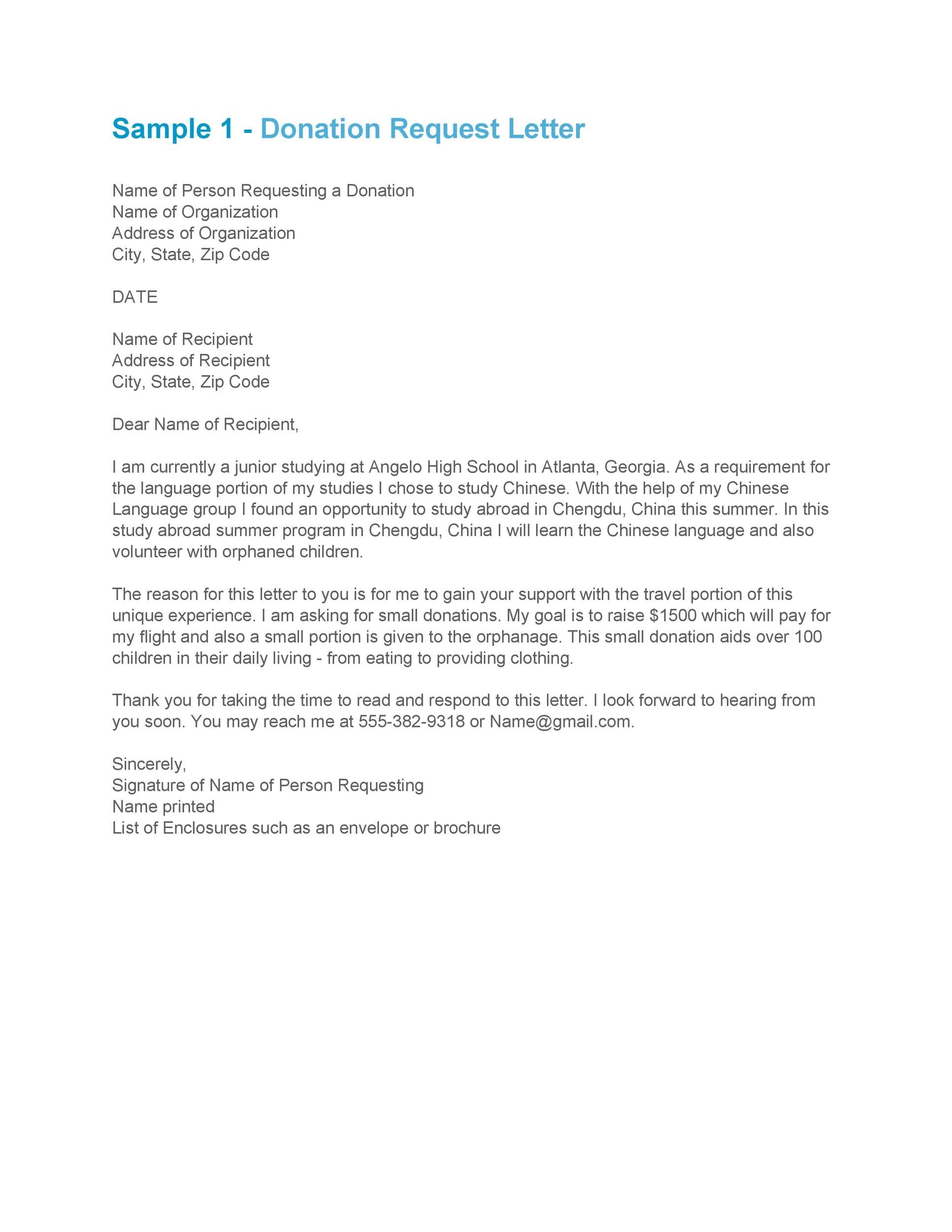 sample letter to employees asking for contribution towards a gift