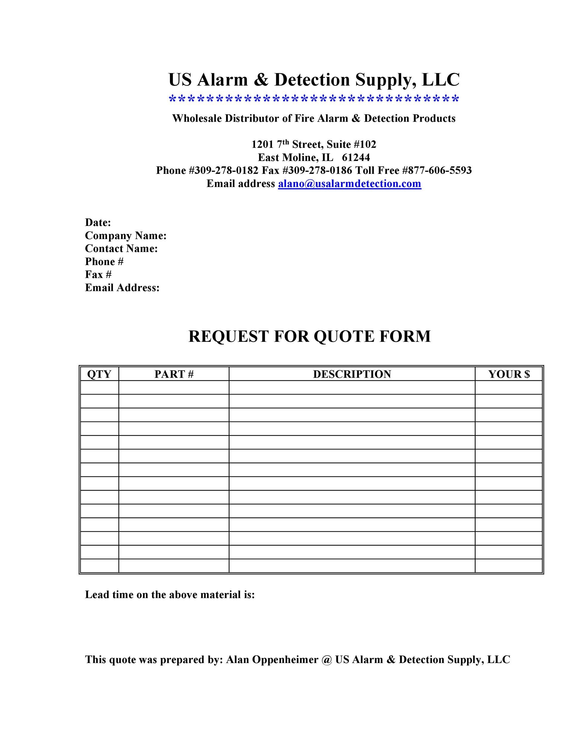 sample request quotation from supplier