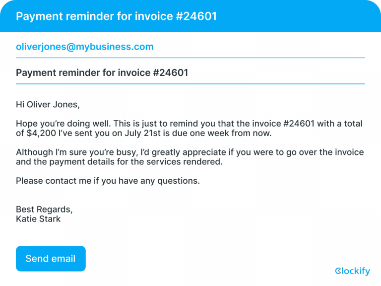 sending proof of payment email