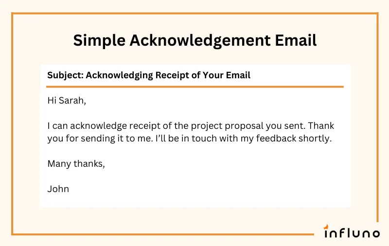 simple acknowledgement email reply sample