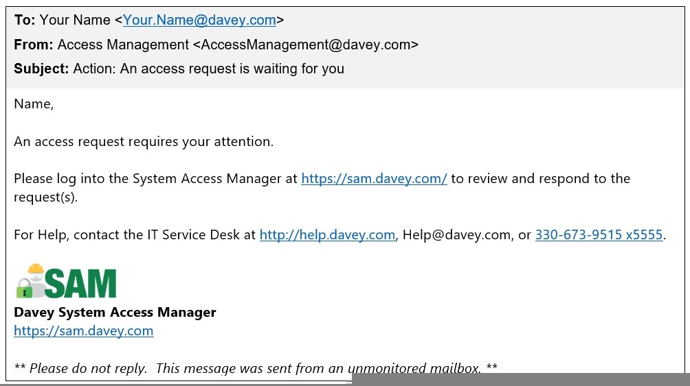 system access request email sample