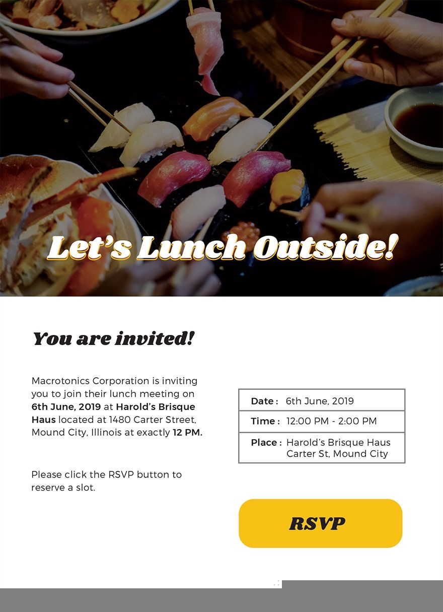 team lunch invitation email template