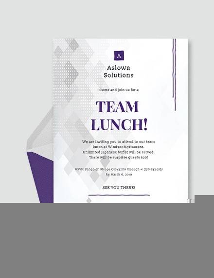 team lunch invitation email to colleagues sample