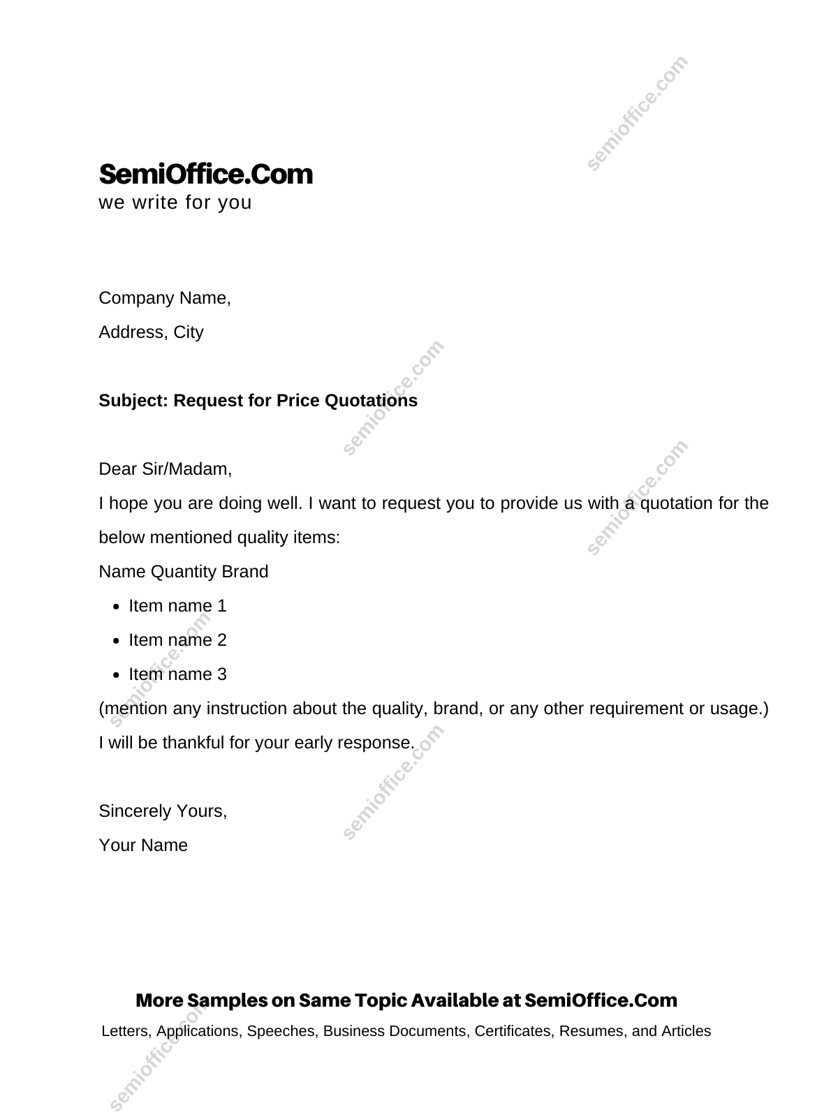 urgent request for quotation email