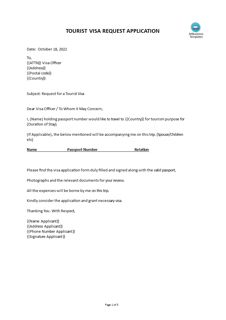 visa application email